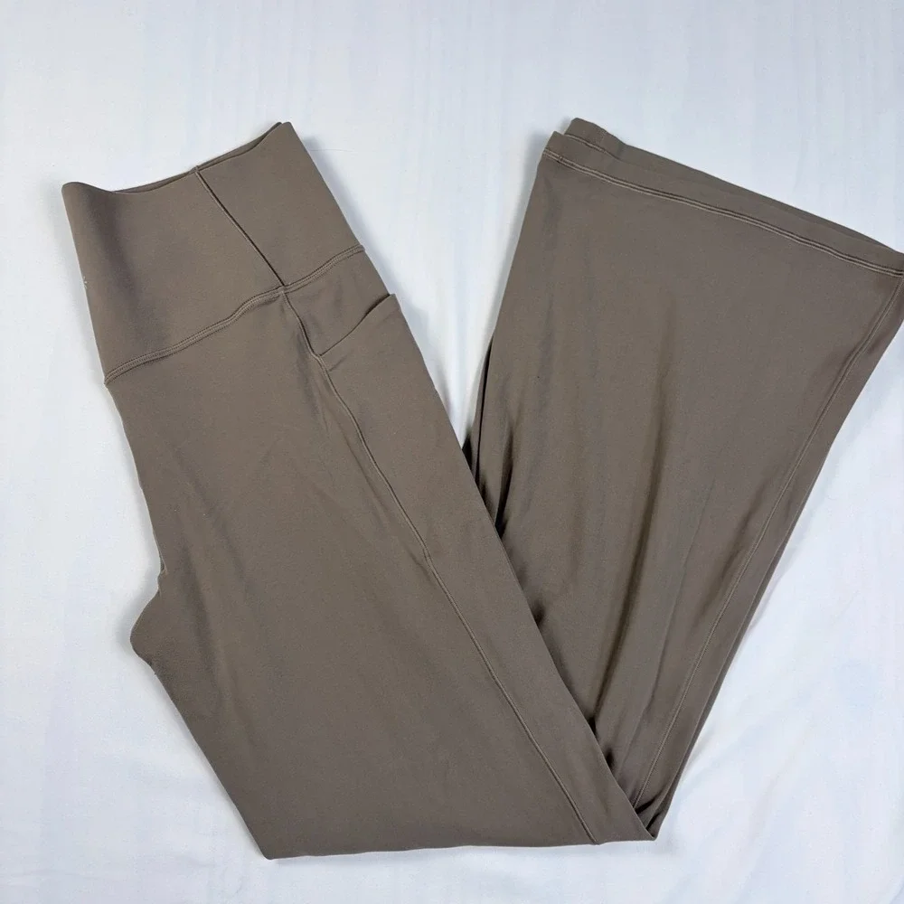 Athleta Women's Salutation Stash Flare Pants Stretch Pockets XL Pyrite Beige - Picture 3 of 6